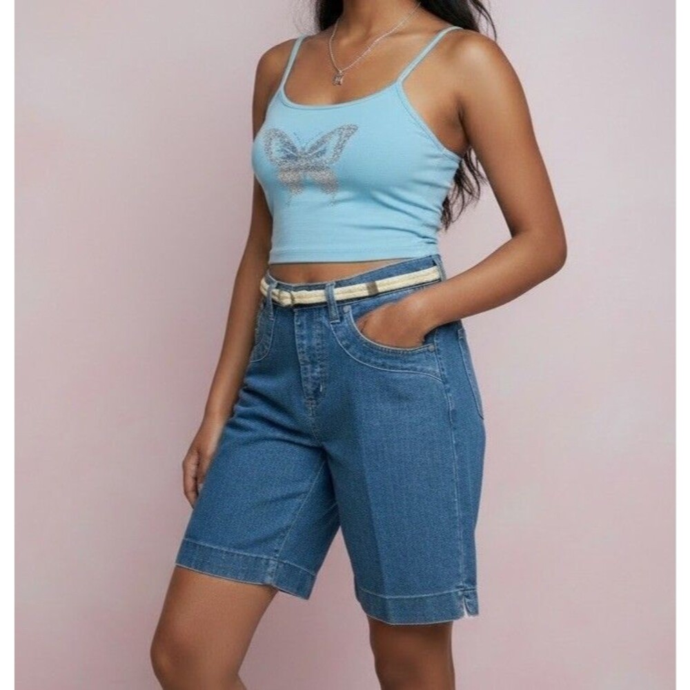 Lee Denim Bermuda Shorts Classic Fit At The Waist Belted Y2k M